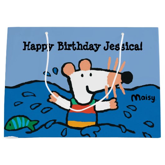 Maisyは誕生日を泳ぐことを行きます ラージペーパーバッグ (正面)