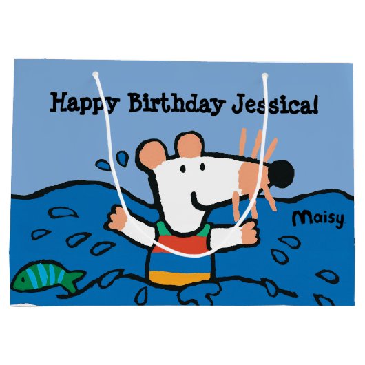 Maisyは誕生日を泳ぐことを行きます ラージペーパーバッグ (裏面)