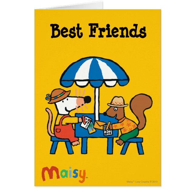 Maisyは青い傘の下で郵便はがきを書きます (正面)