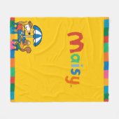 Maisyは青い傘の下で郵便はがきを書きます フリースブランケット (正面(横))