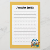 Maisyは青い傘の下で郵便はがきを書きます 便箋 (正面)