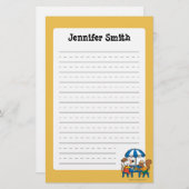 Maisyは青い傘の下で郵便はがきを書きます 便箋 (正面/裏面)