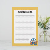 Maisyは青い傘の下で郵便はがきを書きます 便箋 (スタンド正面)