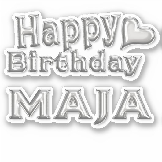 Maja Happy Birthday silver Aufkleber Sticker シール (正面)