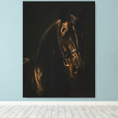 Majestätischer Fuchsbrauner Hengst im Dunkeln キャンバスプリント (インサイチュ (ウッドフロア))