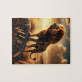 majestätischer Löwe steht stolz auf einem Felsen i ジグソーパズル (横)