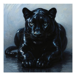 Majestätischer Schwarzer Panther – Malerei Porträt フォトプリント