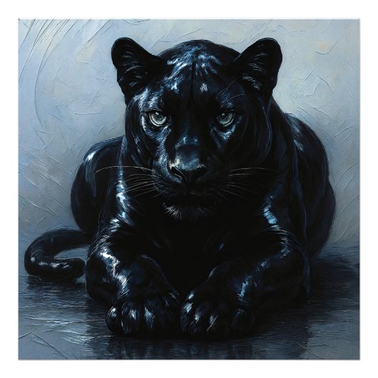 Majestätischer Schwarzer Panther – Malerei Porträt フォトプリント (正面)