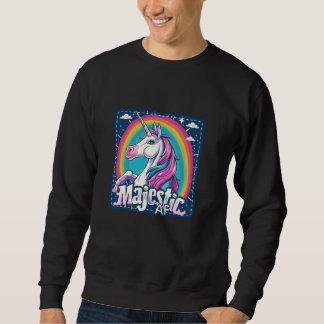 Majestic AF Unicorn Funny Cartoon Adult Humor Iron スウェットシャツ