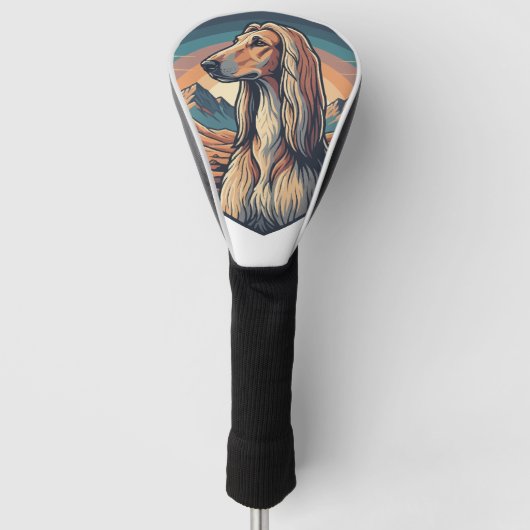 Majestic Afghan Hound Mountain Sunset Graphic ゴルフヘッドカバー (正面)