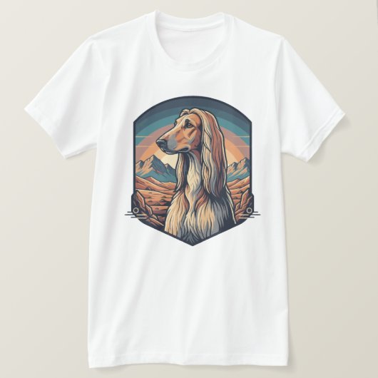 Majestic Afghan Hound Mountain Sunset Graphic T-Sh Tシャツ (デザイン正面)