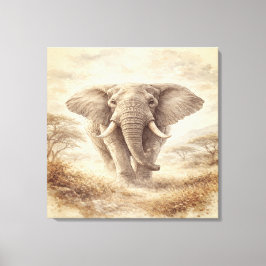 Majestic African Elephant Watercolor Illustration キャンバスプリント