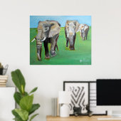 Majestic African Elephants Oil Painting Poster ポスター (ホームオフィス)