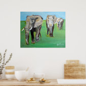 Majestic African Elephants Oil Painting Poster ポスター (キッチン)