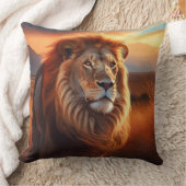 Majestic African Lion in a Serengeti Sunset クッション (ブランケット)