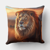 Majestic African Lion in a Serengeti Sunset クッション (裏面)
