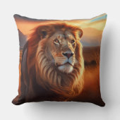 Majestic African Lion in a Serengeti Sunset クッション (正面)