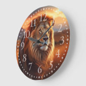 Majestic African Lion in a Serengeti Sunset ラージ壁時計 (傾斜)
