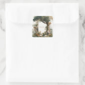 Majestic Ancient Tree Rocky Forest Gold Frame スクエアシール (バッグ)