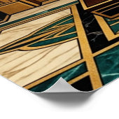 Majestic Art Deco Tiger Gold Foil Style ポスター (角)