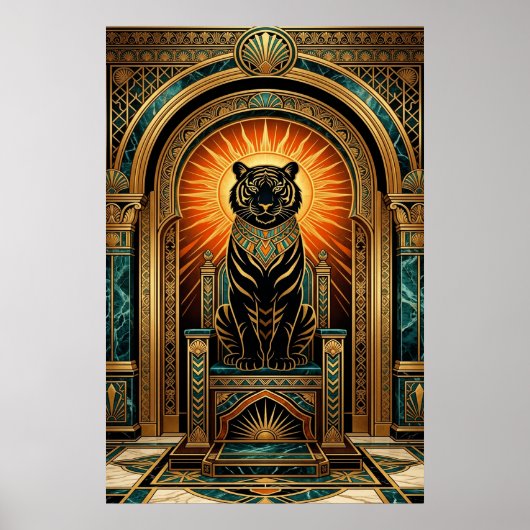 Majestic Art Deco Tiger Gold Foil Style ポスター (正面)