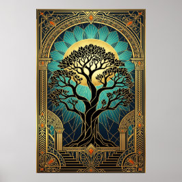 Majestic Art Deco Vintage Film Projector Gold ポスター