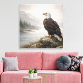 Majestic Bald Eagle River キャンバスプリント (インサイチュ (リビング))