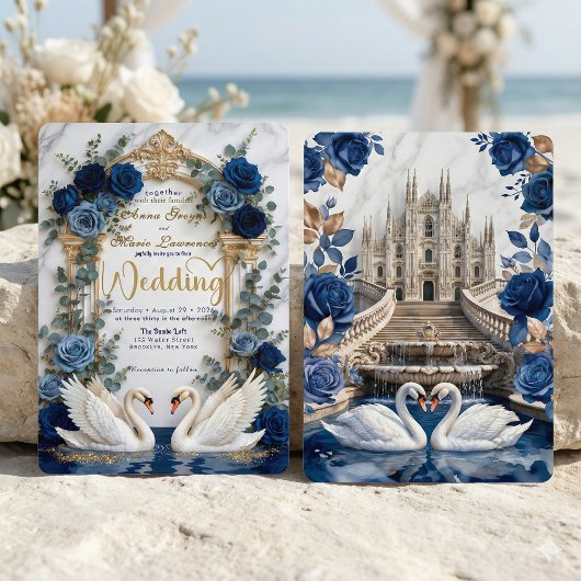 Majestic Baroque Arch & Fairytale Swan Wedding 招待状