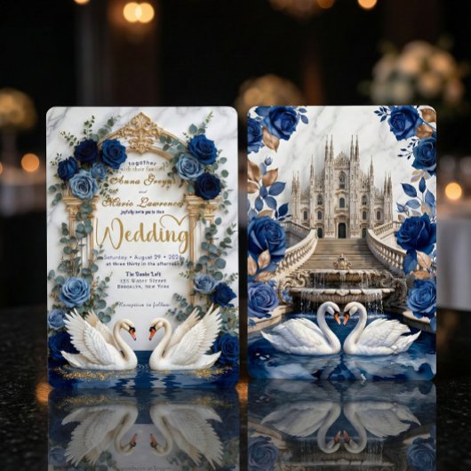 Majestic Baroque Arch & Fairytale Swan Wedding 招待状