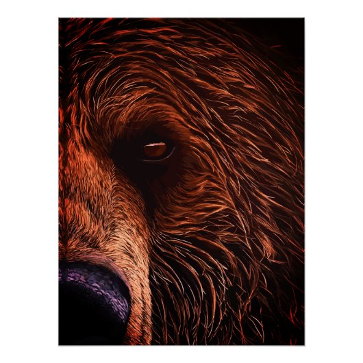 Majestic Bear Portrait Art – Close-Up Wild Animal ポスター (正面)