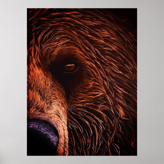 Majestic Bear Portrait Art – Close-Up Wild Animal ポスター (正面)