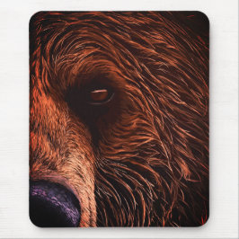 Majestic Bear Portrait Art – Close-Up Wild Animal マウスパッド