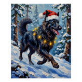 Majestic Belgian Shepherd Snow Forest Christmas ポスター (正面)