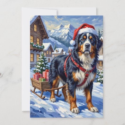 Majestic Bernese Mountain Dog Alpine Christmas シーズンカード (正面)