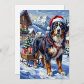 Majestic Bernese Mountain Dog Alpine Christmas シーズンカード (正面/裏面)