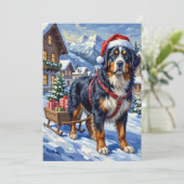 Majestic Bernese Mountain Dog Alpine Christmas シーズンカード (スタンド正面)