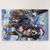 Majestic Bernese Mountain Dog Alpine Christmas ジグソーパズル (横)