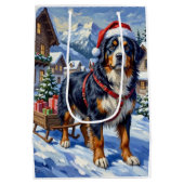 Majestic Bernese Mountain Dog Alpine Christmas ミディアムペーパーバッグ (裏面)
