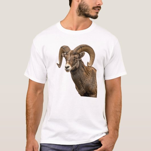 Majestic Bighorn Sheep on Rocky Hillside Tシャツ (正面)