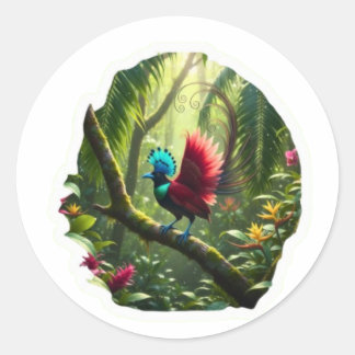 Majestic Bird of Paradise - Exotic Indonesian Wild ラウンドシール