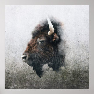 Majestic Bison Portrait ポスター
