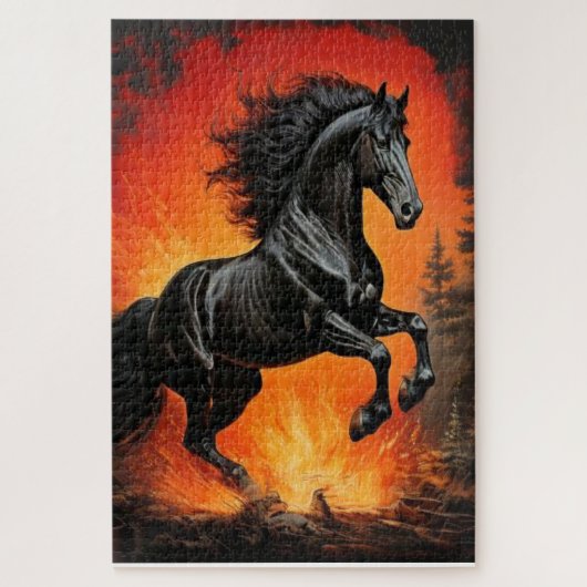 Majestic Black Horse Puzzle ジグソーパズル (縦)