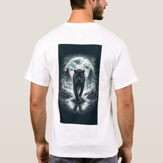 Majestic Black Panther – Misty Forest Stroll Tシャツ (裏面)