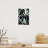 Majestic Black Stallion Forest Wall Art ポスター (キッチン)