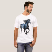 Majestic Black Stallion Galloping Men's Graphic Tシャツ (正面フル)
