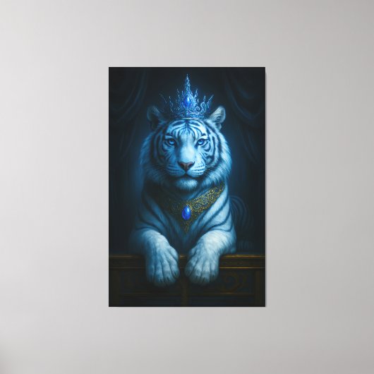 Majestic Blue Crown Royal Tiger – Luxury Fine Art  キャンバスプリント (正面)