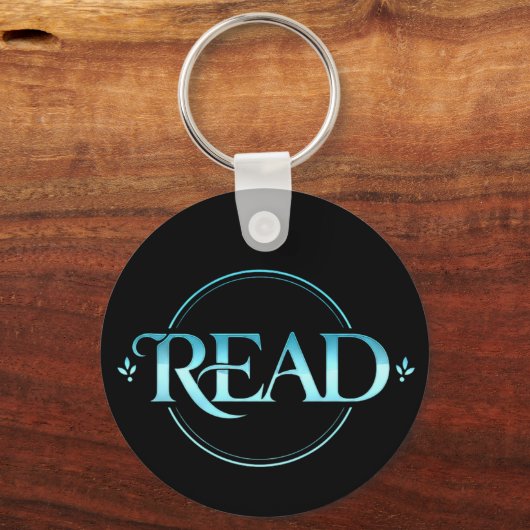 Majestic Blue Glass Typography "READ" Art キーホルダー (裏面)