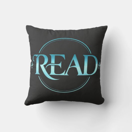 Majestic Blue Glass Typography "READ" Art クッション (裏面)