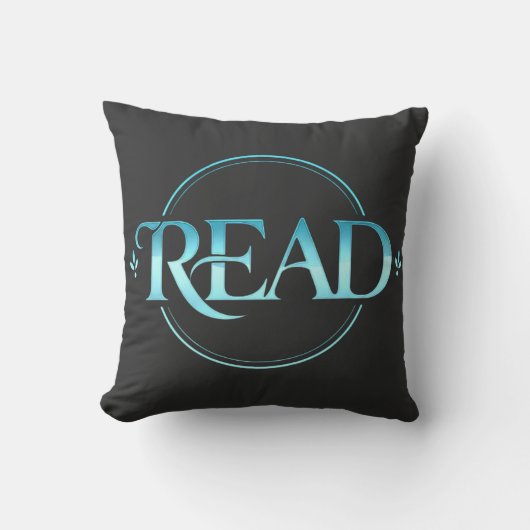 Majestic Blue Glass Typography "READ" Art クッション (正面)