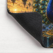 Majestic Blue & Gold Celestial Peacock Mouse Pad マウスパッド (コーナー)